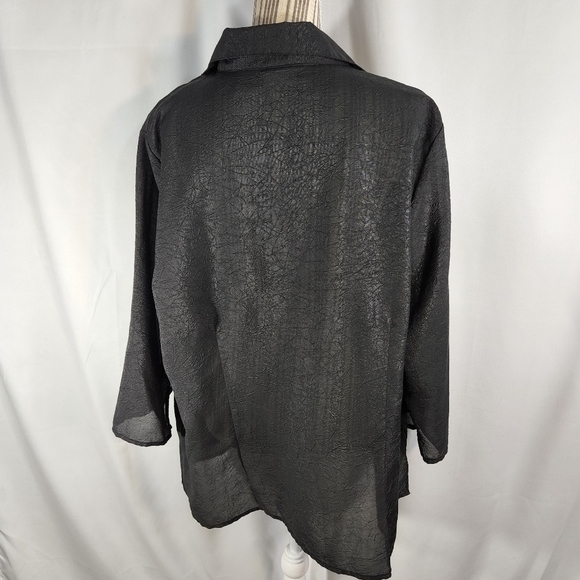 apparenza Black Layered Look Button Down 3/4 Sleeve Top Plus Size 2X - Picture 6 of 9